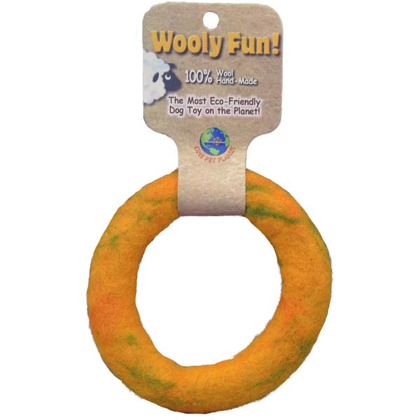 One Pet Planet Wool Dog Toy, 5-Inch, Yellow