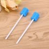 Healifty 100pcs Mouth Sponge Swabs Disposable Sponge Stick Oral Care Sponge Swab Tooth Cleaning Sponge (Blue)