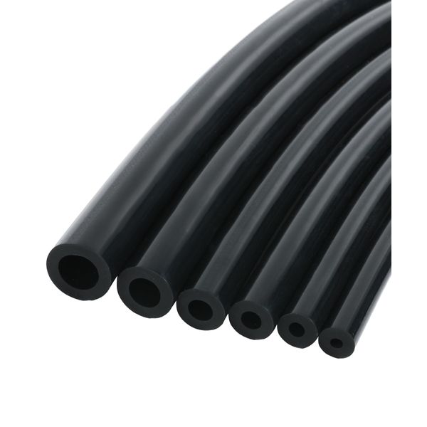 RACOONA 6PCS Vacuum Silicone Tubing Hose,5FT Vacuum Tubing Hose,1/8" 5/32" 3/16" 1/4" 5/16" 3/8" Automotive Silicone Vacuum Hose Kit,Car Accessories Vacuum Tubing Hose line (Black)