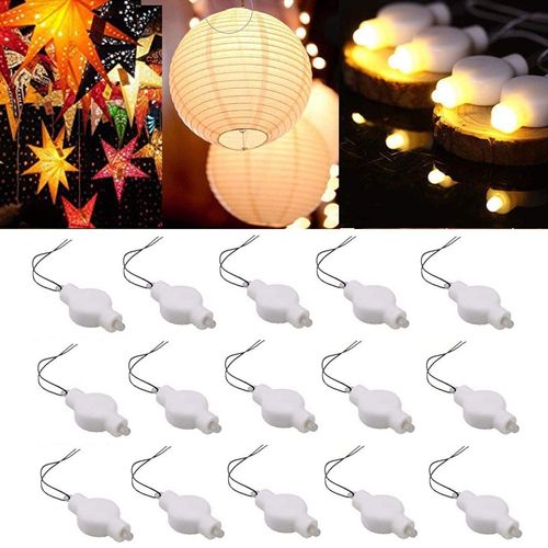 Hanging LED Paper Lantern Lights – 15 Pack Small Battery Operated LED Balloon Light for Chinese White Paper Lanterns with Lights | Mini Battery Powered Led Bulb for Party Craft Decoration (White)