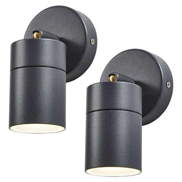 LITECRAFT Kenn Outdoor Wall Ceiling Adjustable Spotlight - (Anthracite, Pack of 2)
