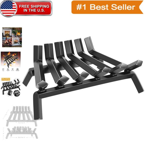 Heavy-Duty 17-Inch Fireplace Grate with Efficient Airflow for Optimal Burning