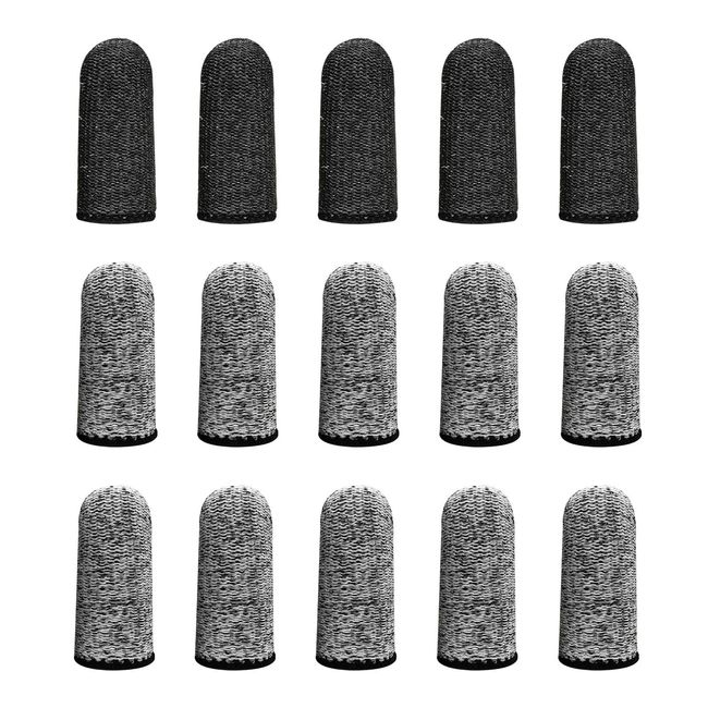 AUTUUCKEE 15PCS Finger Cots, Hppe Finger Bandage Protect Breathable Lightweight Finger Cot Anti Cutting Painting Protective for Work Garden(Grey+Black)