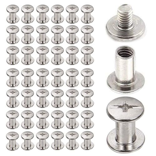 45pcs Stainless Steel Chicago Screw Binding Screws Button Leather Craft Set Screws (5x6mm)