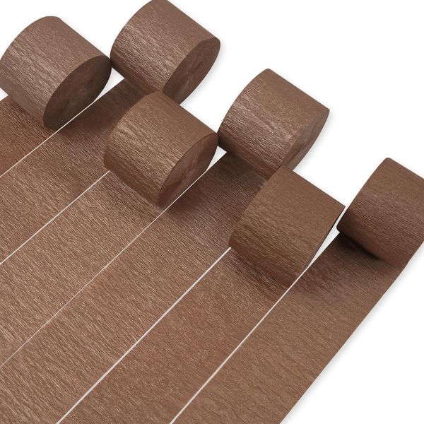 PartyWoo Crepe Paper Streamers 6 Rolls 492ft, Pack of Bronze Crepe Paper Party Streamers Decorations, Crepe Paper for Birthday Decorations, Party Decorations, Wedding Decorations (1.8 In x 82 Ft/Roll)