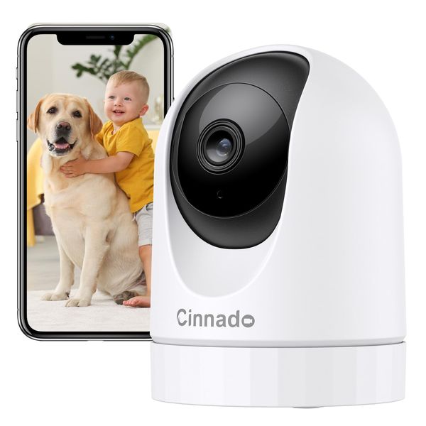 Cinnado WiFi Security Camera Indoor - 2K Pet Dog Cameras House Security with APP for Baby Monitor Home CCTV Wireless 360°, Motion Sensor, Smart Siren, IR Night Vision, Work with Alexa, D1