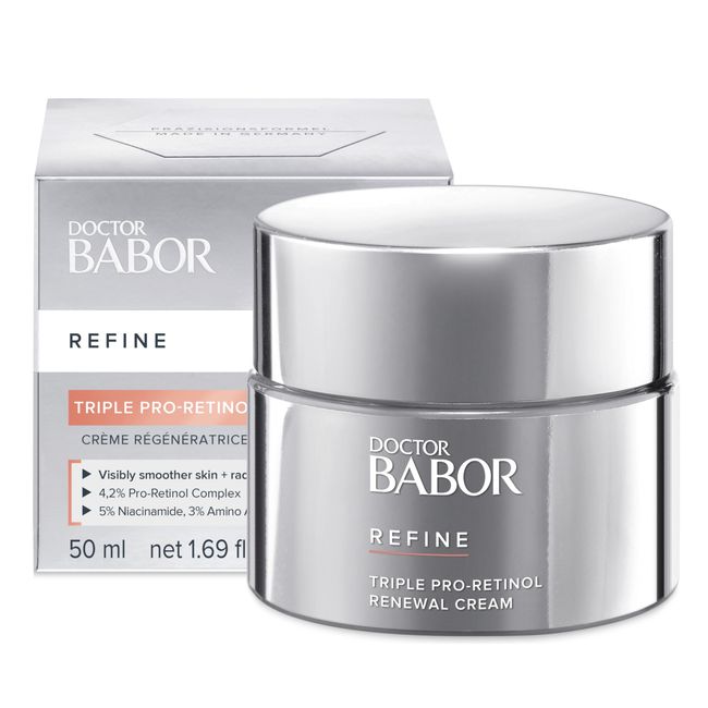 DOCTOR BABOR Straffende Creme mit Retinol, Anti-Aging Gesichtscreme für pralle Haut und gegen Hyperpigmentierung, Medizinische Anti-Falten Gesichtspflege, Triple Pro-Retinol Renewal Cream, 1 x 50 ml