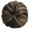 Yamel Messy Bun Scrunchie Human Hair Tousled Updo Hair Pieces Chignon Hairpiece Light Chestnut mix Medium Brown Wavy Curly Ponytail Extension Bun Hair Pieces for Women