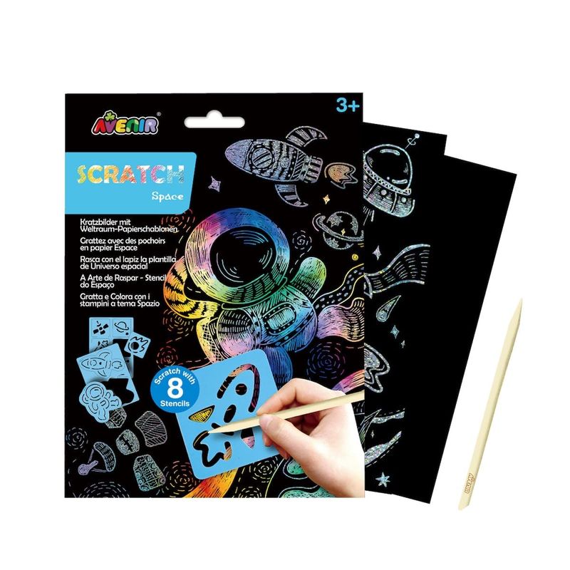 Scratch Book with Stencils - Space Theme, A Combination of Scratch Art ...