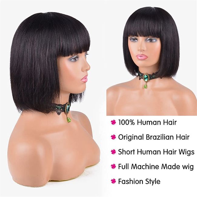 New Soft Natural Hair Short Bob Glueless Lace Wigs For Women Black