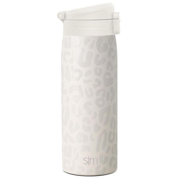 Simple Modern Insulated Thermos Travel Coffee Mug with Snap Flip Lid | Leakproof Reusable Stainless Steel Tumbler Cup | Gifts for Women Men Him Her | Kona Collection | 16oz | Cream Leopard