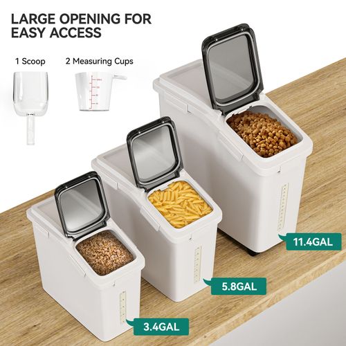 11.4+5.8+3.4 gal airtight pet food storage container large pet food box Rice box