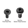 sourcing map M2x6mm Thread Button Head Hex Socket Cap Screw Bolt 100pcs, Flat Head Hex Socket Cap Screw Bolt 50pcs