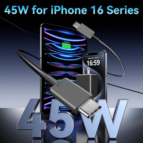 Phone 16 Charger, 45W Super Fast Charging USB C Charger for Phone 16/15 Pro Max 10ft Type C Charger Cord with PD Fast Charger Block for Phone 16/16 Pro/16 Pro Max/16 Plus,iPad, Galaxy S24/S23