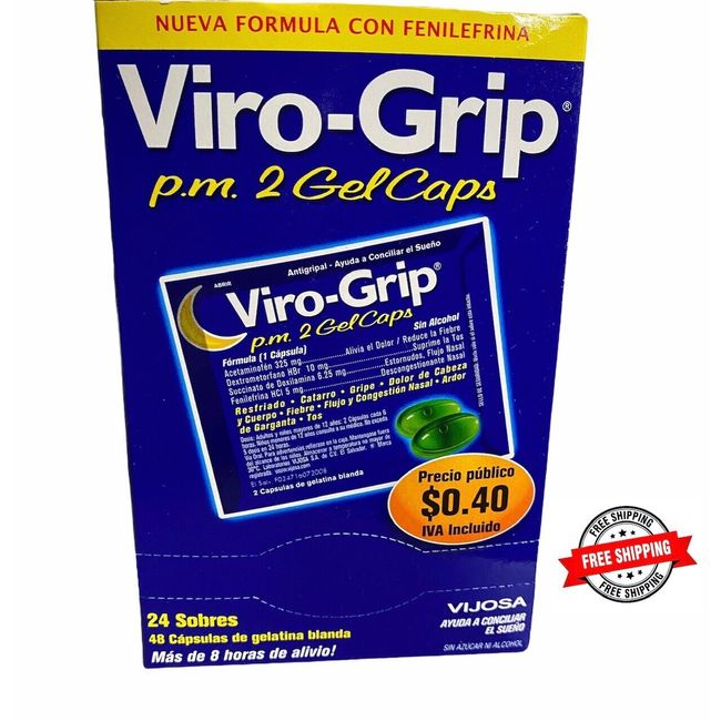 VIRO GRIP PM NOCHE Gelcaps 48 Vijosa VIROGRIP PM NIGHT 48 CAPSULES