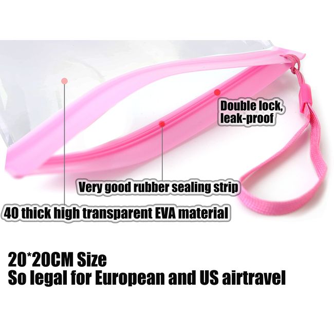 TSA Compliant Clear Travel Bag-Pink Airplane Print