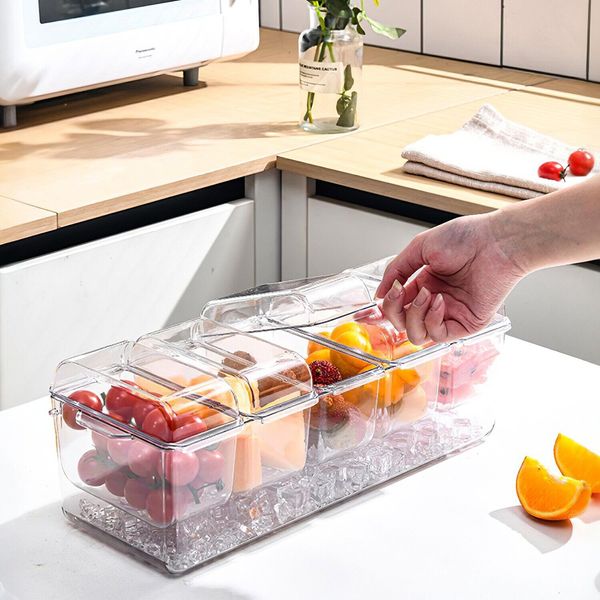 Food Serving Tray Container Ice Chilled Condiment Server Tray Caddy for Party