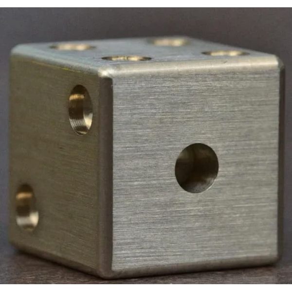 Set of Two Precision Brass Dice - Drilled with differing depths for the most mathematically random roll possible