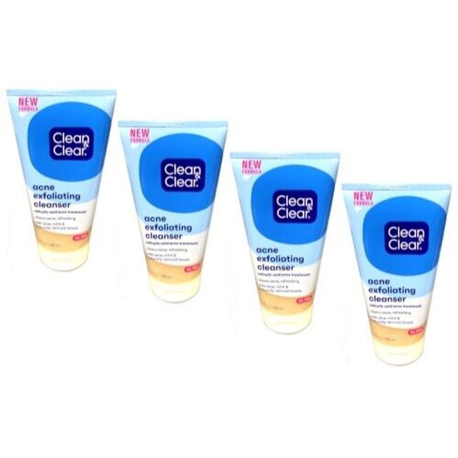 Clean & Clear Acne Exfoliating Cleanser 5 Fl. Oz. - Pack of 4