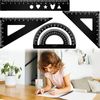 8Pcs Black & Green Maths Protractor Set, Triangle Rulers Metal Ruler Drafting Tools Metal Triangular Scale Ruler Set Protractorfor for Engineer Student