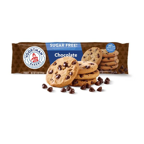 Voortman Bakery, Sugar Free Chocolate Chip Cookies, Crispy, Crunchy Cookies, 8oz, Pack of 4