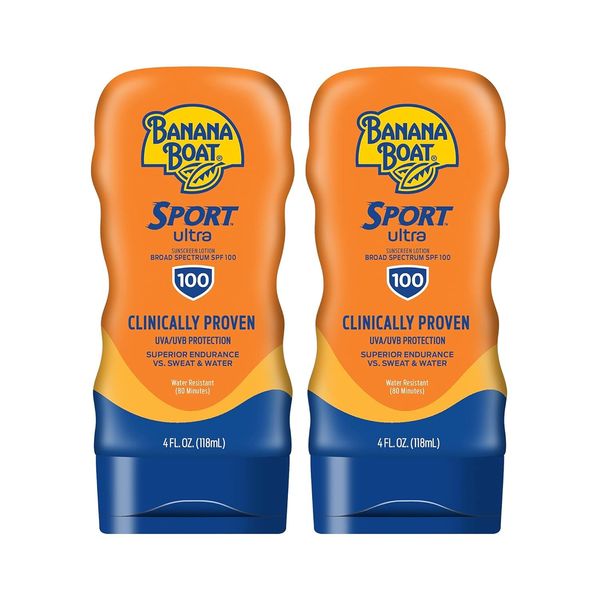 Banana Boat Sport Performance Sunscreen Lotion SPF 100, 4-ounce Bottles (Pack of 2) by Banana Boat