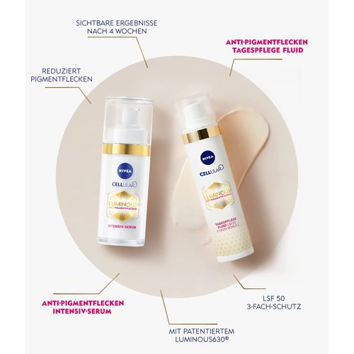 NIVEA Cellular Luminous 630® Day Cream Fluid and Intensive Serum Set, Anti-Pigment Spot Care Set, Includes Anti-Ageing Day Cream and Serum, Gift Box (1 x 40 ml, 1 x 30 ml)