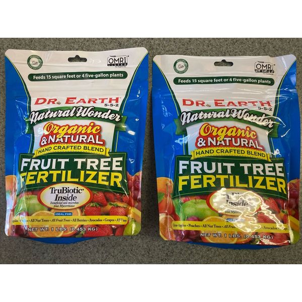 Dr. Earth Natural Wonder Fruit Tree Fertilizer 5-5-2  | OMRI, Organic 2 Pack