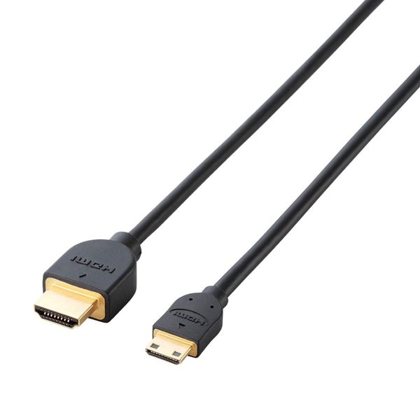 Elecom DH-HD14EM20BK Mini HDMI Cable, 6.6 ft (2 m), 4K x 2K Compatible, Black