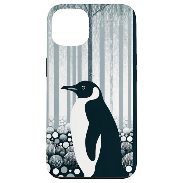 Gray Dark Night Geometry Penguin Forest Circles Pattern スマホケース iPhone 13 用