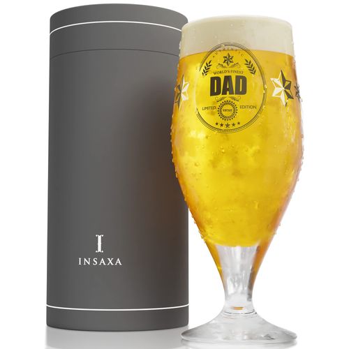 Insaxa Father's Day Gifts Dad Gifts - World's Finest Dad Beer Glass (1 Pint / 580ml) Dad Birthday Gifts for Dad Christmas Gifts for Dad Presents for Dad Fathers Day Gift Dad Gift