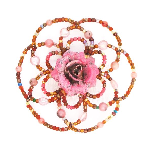 Beaded Kippah for Women - Desert Rose