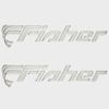 Fisher Boat Raised Emblem Decals | Silver / White Vinyl Sticker (Pair)