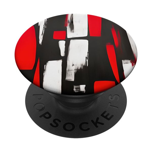 Cool Abstract Punk Black, Red & White Geometric Effect PopSockets Adhesive PopGrip
