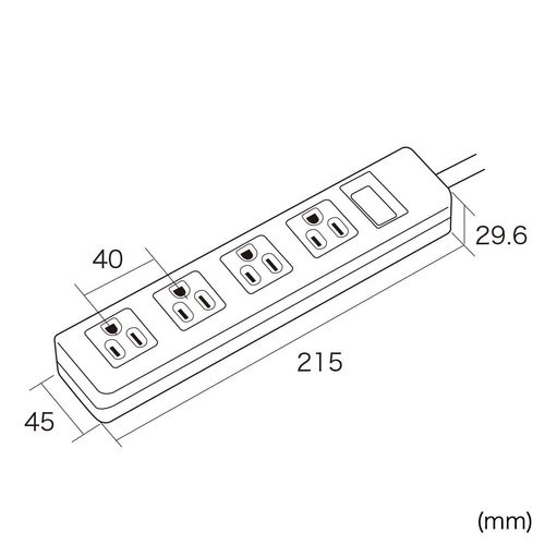Sanwa Supply TAP-N3450N Power Strip 3P 4 Outlet 5m
