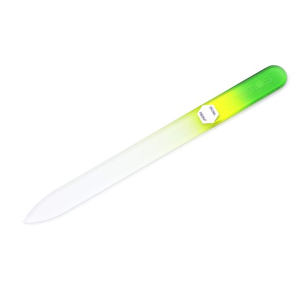 REMOS Nail File Made of Real Tempered Glass - Double-Sided Green-Yellow