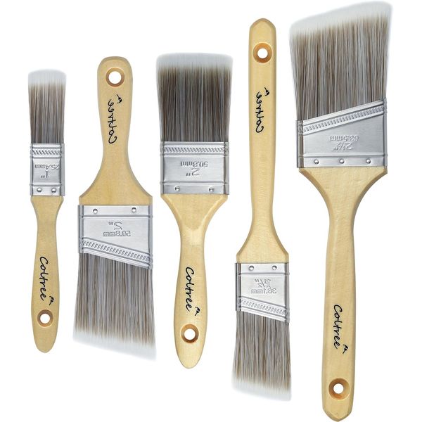 Paint Brushes Set, 5 Pcs Flat and Angle Paintbrushes for Wall and Trim, Suita...