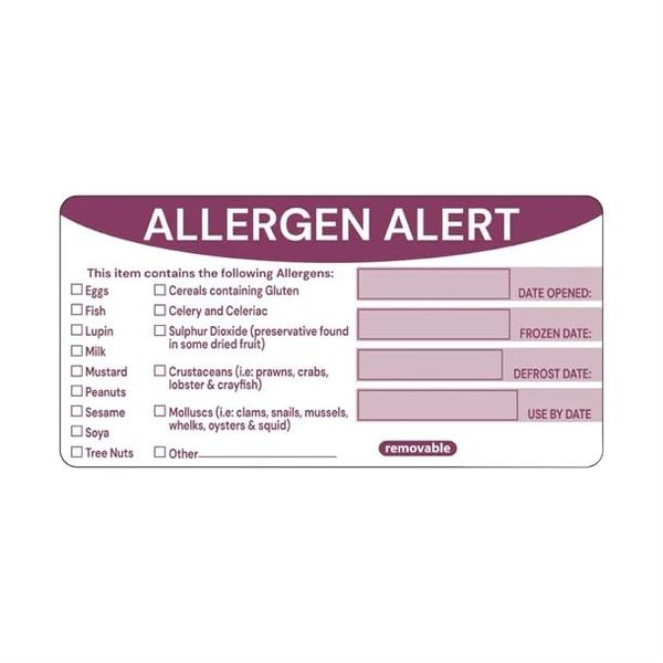 Hygiplas Removable Allergen Food Prep Label 4x2'' (Roll 250)