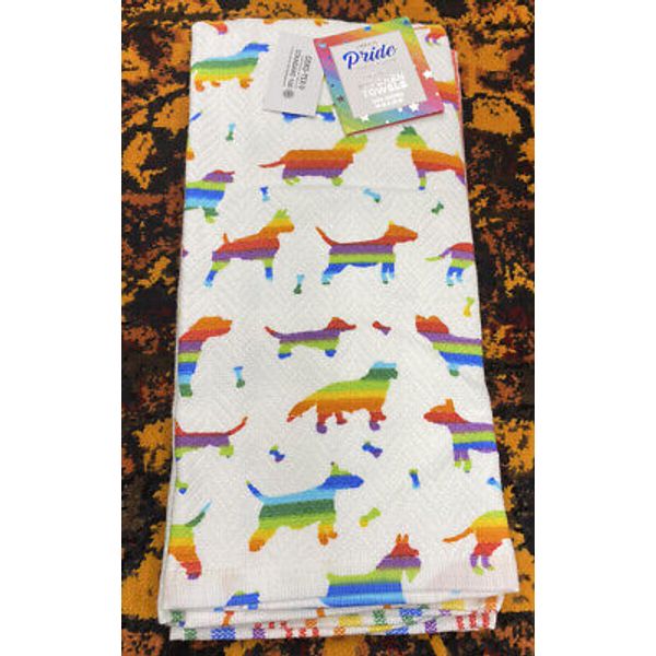 Envogue PRIDE Collection DOGS Set of 2 KITCHEN TOWELS 100% Cotton 18x28” LGBTQIA