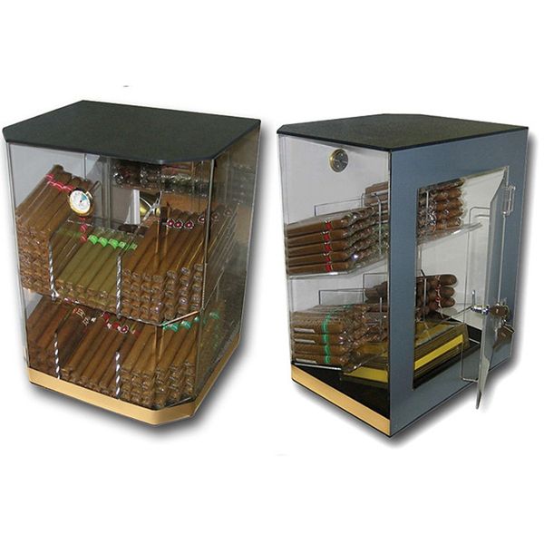 Prestige Import Group - The Franklin Acrylic Clear Cigar Humidor Table Top Display - Up to 150 Cigars