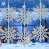 SULOLI 12PCS Glitter Snowflake Hanging Decorations(Silver)