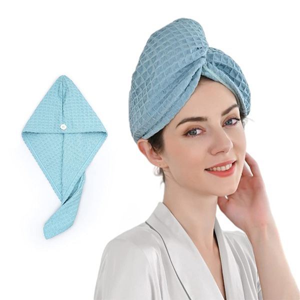 Hair Dry Towel, Towel Cap, Towel for Hair That Hairdressers Thought, Strong Absorption, Waffles Lattice, Hair Towel, Quick Drying, Super Soft Material, Hair Towel, Soft Hair, Bath Supplies, Bathing Up, Moisture-Absorbing Hair, Turban Hair Cap