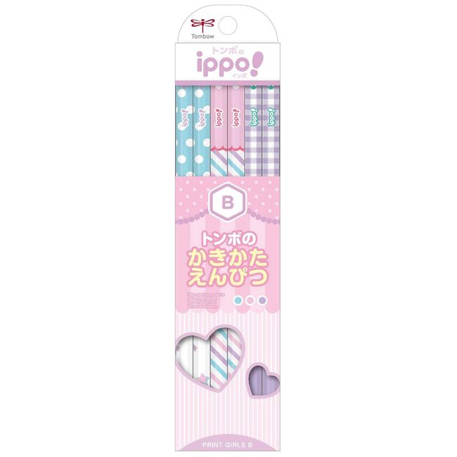 Tombow Pencil Ippo KB-KRW04-B Kakikata Pencil B Print, Girl