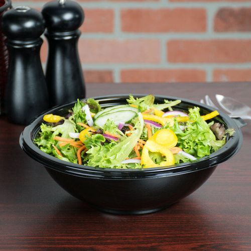 Fineline Settings 5064-BK, 64 Oz Super Bowl PET Black Salad Bowl, 25/CS