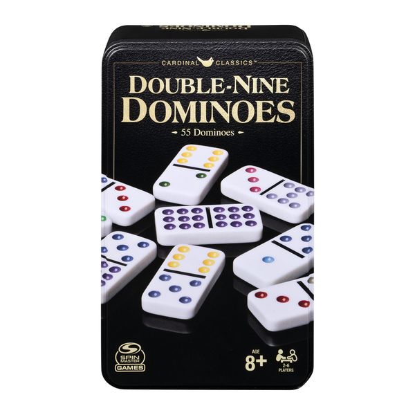 Cardinal Classics Double Nine Dominoes Set in Storage Tin, Dominoes for Kids, Family Games, Adult Games, Dominoes Set for Adults and Kids Ages 8+