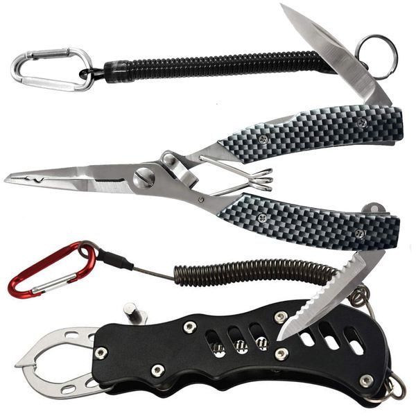 DanYun Fish Grip, Fishing Pliers, Set of 2, Fishing Tackle Set, Fish Catcher, Fishing Pliers, Stainless Steel, Rustproof, Multifunctional, One-Handed Operation, Storage Case, Safety Rope, Convenient to Carry