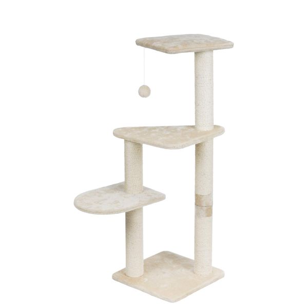 TRIXIE Pet Products Altea Cat Tree (Beige with paw prints), large (16 x 16 x 46 in.) (43884)