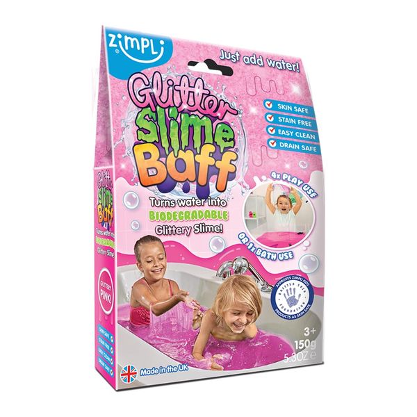 Glitter Slime Baff Pink from Zimpli Kids, 1 Bath or 4 Play Uses, Magically turns water into gooey, glittery slime, Children's Party Bag Favours, Slime Kits for Girls, Slime Making Kit, Bath Toy