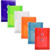 JAM PAPER Plastic Envelopes with Button & String Tie Closure - 4 1/4 x 6 1/4 - Assorted Colors - 6/Pack