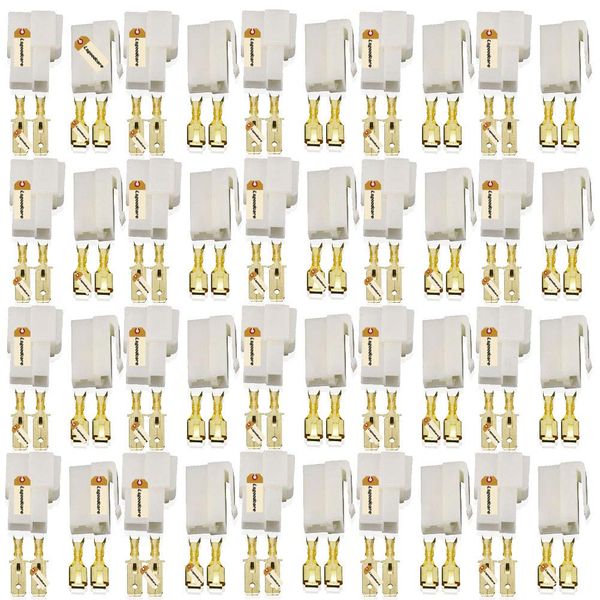 Lsgoodcare 20Sets 6.3MM 2 Pin Way Electrical Automotive Wire Connector Kits Male Female Socket Plug Terminal for Motorcycle Car